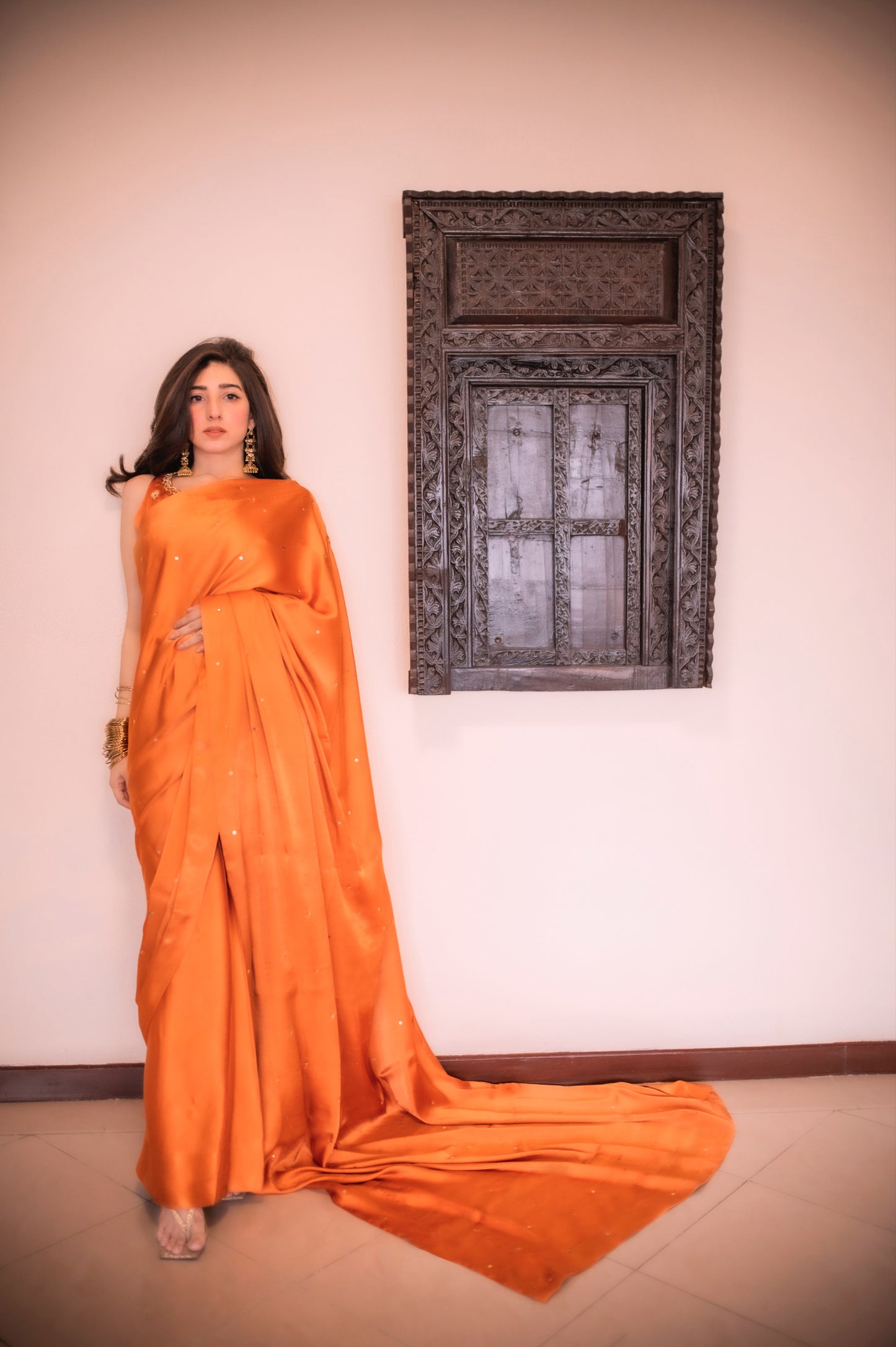 Tangerine Silk Saree